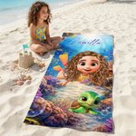 Personalisiertes Strandtuch mit eigener 3D Taucherfigur | mit Namen | sandabweisend | schnelltrocknend | Sommer Urlaub Geschenk für Familie Freunde