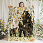 Personlig blomst søt mamma bjørn og 1-5 babybjørner mykt kaste teppe med navn romdekorasjon morsdagsgave til mamma