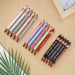 Personalised Multicolour Engraved Any Icon 5 Pcs Ballpoint Pen Set with Stylus and Text Graduation Party Appreciation Gift for Colleagues Friends