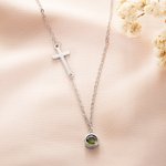 Personalisierte Birthstone Cross Dainty Halskette Exquisite Schmuck Geburtstag Jahrestag Taufe Geschenk für Frauen