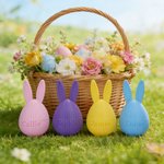Personalised Multicolor Cute 3D-Printed Bunny Ear Design Easter Egg with Name Easter Egg Hunt Party Gift for Kids
