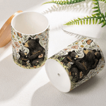 Personalised Cute Floral Butterfly Bear Mom Kid Ceramic Flower Pot with 1-5 Names and Bamboo Tray Mother's Day Birthday Gift for Mom