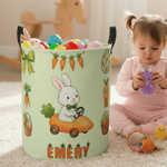 Gepersonaliseerde Leuke Konijn Wortel Wasmand met Naam en Handvat Home Decor Dagelijks Gebruik Paasgeschenk voor Kinderen