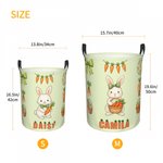 Gepersonaliseerde Leuke Konijn Wortel Wasmand met Naam en Handvat Home Decor Dagelijks Gebruik Paasgeschenk voor Kinderen