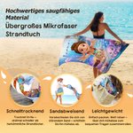 Personalisiertes Strandtuch mit eigener 3D Taucherfigur | mit Namen | sandabweisend | schnelltrocknend | Sommer Urlaub Geschenk für Familie Freunde