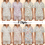 Personalisierte Blume Kurzarm Pyjama Set mit Namen Sommer Haus Kleidung Geburtstag Geschenk für Frau beste Freundin