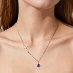 Personalisierte Birthstone Cross Dainty Halskette Exquisite Schmuck Geburtstag Jahrestag Taufe Geschenk für Frauen