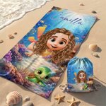 Personalisiertes Strandtuch mit eigener 3D Taucherfigur | mit Namen | sandabweisend | schnelltrocknend | Sommer Urlaub Geschenk für Familie Freunde