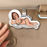 Personalised Drive Safe I Fucking Love You Wooden Photo Car Visor Clip Car Accessories Birthday Anniversary Valentine's Day Gift for Couple