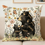 Personalised Flower Cute Mom Bear and 1-5 Baby Bears Soft Cushion Cover with Names Room Decor Mother's Day Gift for Mom