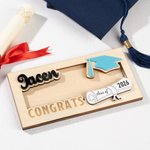 Portamonete in legno personalizzato con nome e anno incisi per i laureati della classe 2026