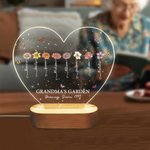A Growing Love from Grandma's Garden - Luz LED nocturna personalizada con flores de nacimiento Regalo de cumpleaños para el Día de la Madre