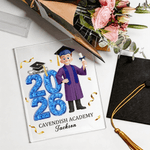 Personlig tegneserieplakett i akryl med navn og årstall Graduation Keepsake-gave til nyutdannede