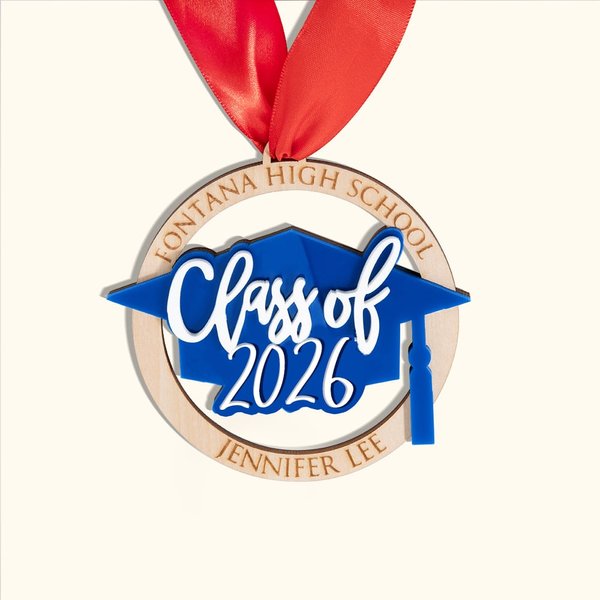 Medaglia ornamentale personalizzata della classe 2026 con testo inciso Regalo di laurea per laureati