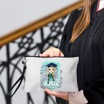 Personalisierte Bachelor-Hut Cartoon-Charakter Make-up-Tasche mit Namen Jahr und Schule Name Gratulation Abschluss Geschenk für Absolventen