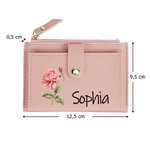 Personalisierte Geldbörse | mit Geburtsblume und Namen | mit Kartenfächern | aus PU-Leder | Hochzeit Geburtstag Jahrestag Geschenk für Frauen Mädchen