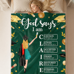 Personalised Cartoon Graduate Character God Says I Am Bible Name Soft Throw Blanket with Year and School Graduation Gift for 2026 Graduates