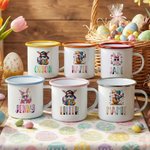 Henkilökohtainen söpö aurinkolasit kani 12 oz emali muki nimi syntymäpäivä pääsiäinen puolue lahja lapsille