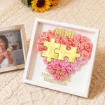 Personalized 2-8 Puzzle Names Love Paper Flower Shadow Box Frame with Title Home Decor Mother's Day Gift for Women