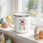 Henkilökohtainen söpö aurinkolasit kani 12 oz emali muki nimi syntymäpäivä pääsiäinen puolue lahja lapsille