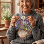 Personalized Birth Flower Stained Glass Design Suncatcher with Title and 1-10 Names Mother's Day Gift for Grandma Mom