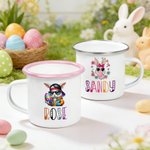 Henkilökohtainen söpö aurinkolasit kani 12 oz emali muki nimi syntymäpäivä pääsiäinen puolue lahja lapsille