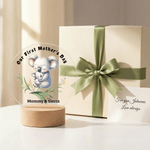 Personalised First Mother’s Day Animal Acrylic Night Light with Name and Wooden Base Room Decoration Birthday Mother's Day Gift for New Mom