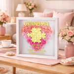 Personalized 2-8 Puzzle Names Love Paper Flower Shadow Box Frame with Title Home Decor Mother's Day Gift for Women
