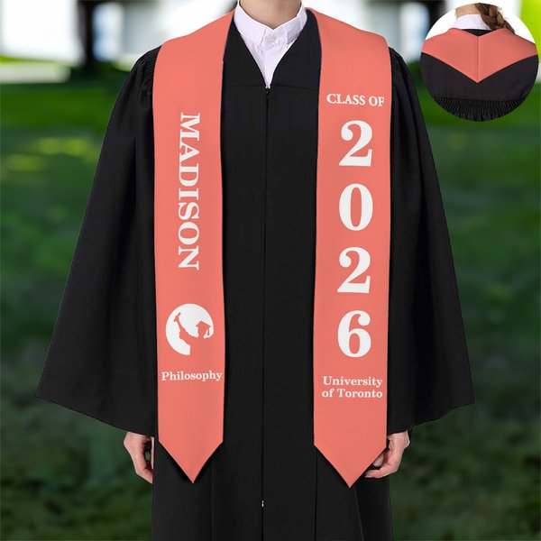 Ceinture de fin d'études personnalisée multicolore avec silhouette de la classe 2026, avec nom et année Cadeau de fin d'études pour les camarades de classe