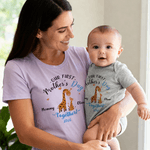 Personalized Cartoon Animal 100% Cotton T-shirt Baby Bodysuit with Name First Mother's Day Gift for New Baby Mom