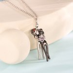 Personalisierte Paar Umarmung 2 Birthstones Halskette Zierliche Schmuck Valentinstag Jahrestag Geschenk für Paare