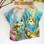 Gepersonaliseerd Strandlaken met Naam Onderwaterwereld met Zeedieren Super Absorberend voor Zomervakantie en Verjaardagscadeau voor Jongens en Meisjes