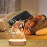 Personalized Holding Hands Birth Flowers Heart-shaped LED Night Light with 1-6 Names and Wooden Base Mother's Day Birthday Gift for Mom Grandma