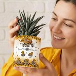 Henkilökohtainen vesiväri auringonkukka leopardi tulosta äiti-vauva karhu keraaminen kukkaruukku nimet äitienpäivä syntymäpäivälahja äidille