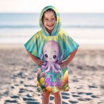 Gepersonaliseerd Strandlaken met Naam Onderwaterwereld met Zeedieren Super Absorberend voor Zomervakantie en Verjaardagscadeau voor Jongens en Meisjes