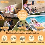 Personalisiertes Strandtuch mit Cartoon-Figur | im Blumen-Stil | mit Namen | Turnbeutel wählbar | schnelltrocknend | Sommergeschenk für Freunde