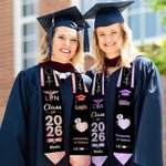 Personalized Multicolor Medical Symbols Occupational Graduation Stole with Name and Year Graduation Keepsake for Nurse Doctor Medical Graduates