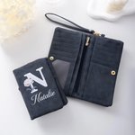 Personalisierte Geldbörse im irisierenden Design | mit Namen Geburtsblume Initiale | PU-Leder-Portemonnaie | Geburtstag Muttertag Geschenk für Damen