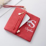 Gepersonaliseerde Parelmoer Geboortebloem PU-leer Vouwbare Portemonnee met Naam en Meerdere Kaartsleuven Verjaardag Jubileumcadeau voor Vrouwen