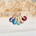 Personalized 1-5 Birthstones Rotating Necklace with Initial Dainty Jewellery Birthday Anniversary Mother's Day Gift for Mom Friend