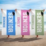 Personalised Multicolour Oversized Quick Dry Graduation Senior 2026 Name Beach Towel Travel Essential Birthday Gift for Family Friend