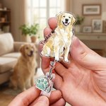 Personnalisé aquarelle 1-3 photos d'animaux de compagnie Badge rétractable avec nom et breloque patte pailletée Cadeau d'anniversaire pour le personnel médical Amoureux des animaux de compagnie