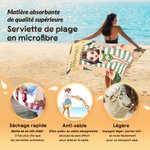 Serviette de plage en microfibre personnalisée avec nom et personnage de dessin animé - Cadeau fêtes à la plage pour nageurs et amis