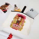 Personalisierte Bachelor-Hut Cartoon-Charakter Make-up-Tasche mit Namen Jahr und Schule Name Gratulation Abschluss Geschenk für Absolventen