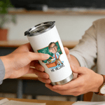 Personalised Multicolor Cartoon Teacher Character Photo 20 oz Tumbler with Name Teacher's Day Thanksgiving Day Birthday Gift for Male Teacher