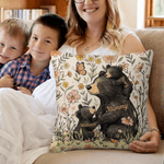 Personalised Flower Cute Mom Bear and 1-5 Baby Bears Soft Cushion Cover with Names Room Decor Mother's Day Gift for Mom