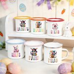 Henkilökohtainen söpö aurinkolasit kani 12 oz emali muki nimi syntymäpäivä pääsiäinen puolue lahja lapsille