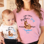 Personalized Cartoon Animal 100% Cotton T-shirt Baby Bodysuit with Name First Mother's Day Gift for New Baby Mom