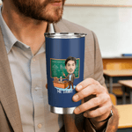 Personalised Multicolor Cartoon Teacher Character Photo 20 oz Tumbler with Name Teacher's Day Thanksgiving Day Birthday Gift for Male Teacher