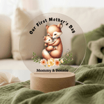 Personalised First Mother’s Day Animal Acrylic Night Light with Name and Wooden Base Room Decoration Birthday Mother's Day Gift for New Mom